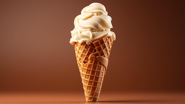 Um cone de waffle com creme