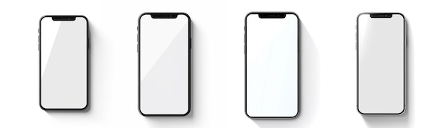 Um conjunto de 4 telemóveis em fundo branco IA gerativa