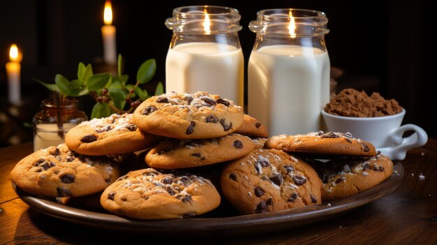 Um conjunto de biscoitos caseiros e guloseimas assadas, incluindo biscoitos de chocolate, brownies e farinha de aveia