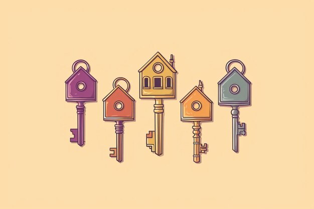 Foto um conjunto de chaves da casa.