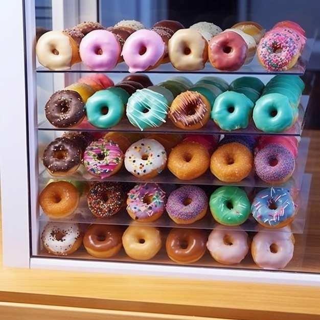 Um conjunto de donuts coloridos