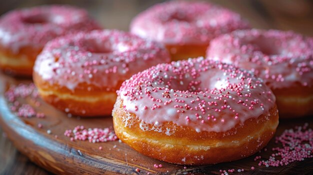 Um conjunto de donuts sobre uma mesa Dia Nacional do Donut