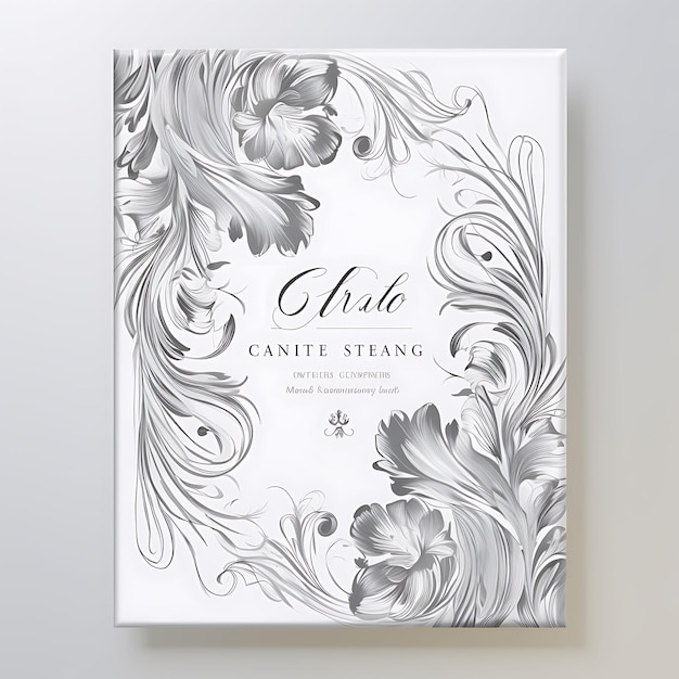 Foto um conjunto de elegantes cartões de convite de casamento de folha de prata de forma retangular 2d flat art aquarela tipo