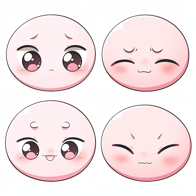Um conjunto de emoticons bonitos de manga