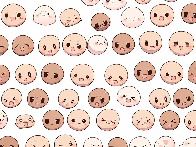 Um conjunto de emoticons bonitos de manga