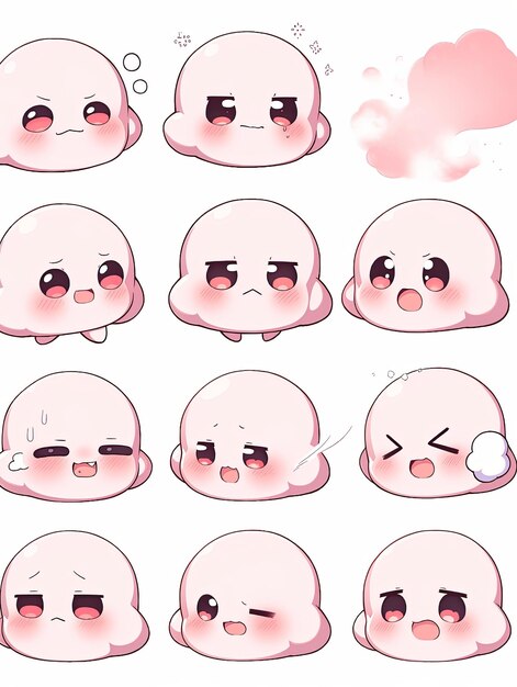 Um conjunto de emoticons bonitos de manga