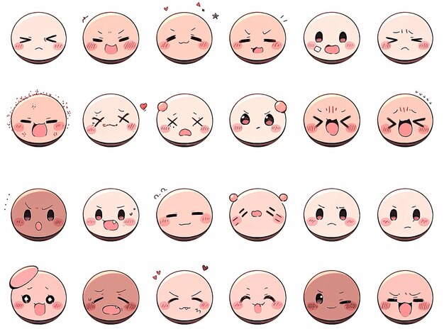 Um conjunto de emoticons bonitos de manga
