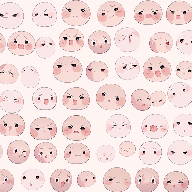 Um conjunto de emoticons bonitos de manga