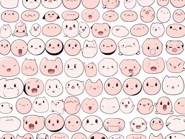 Um conjunto de emoticons bonitos de manga