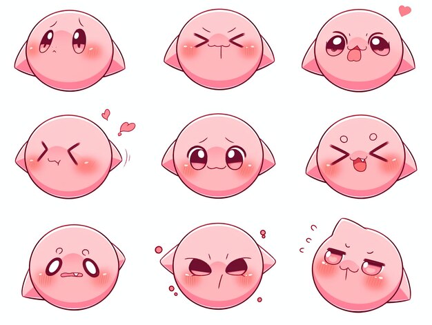 Um conjunto de emoticons bonitos de manga