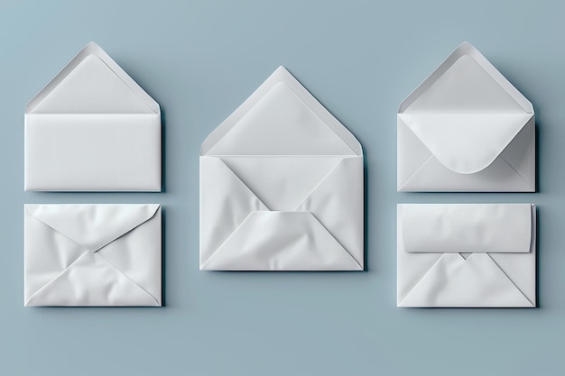 Um conjunto de envelopes postais brancos em um fundo claro