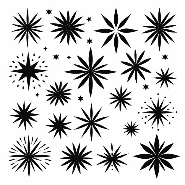Foto um conjunto de estrelas pretas em um fundo branco generativo ai