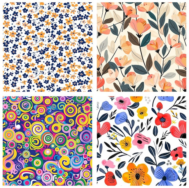 um conjunto de flores e folhas diferentes papel de parede floral