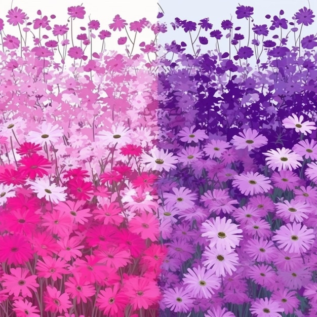 Um conjunto de flores em cores diferentes.
