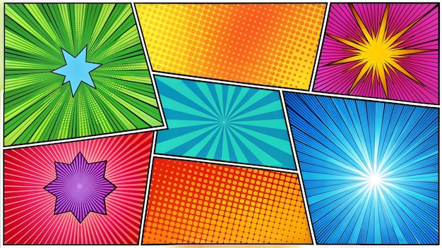 um conjunto de fundos de páginas de quadrinhos com estrelas