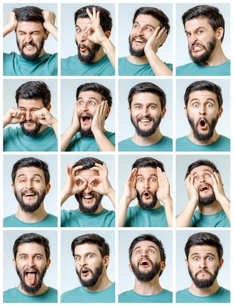 Foto um conjunto de homens bonitos e emocionais.