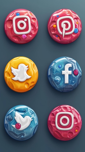 Um conjunto de ícones de mídia social 3D