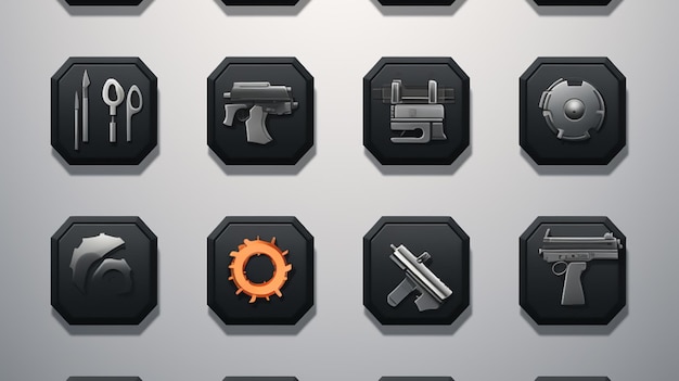 um conjunto de ícones, incluindo um conjunto de ícones com um flash e um flash na parte superior.