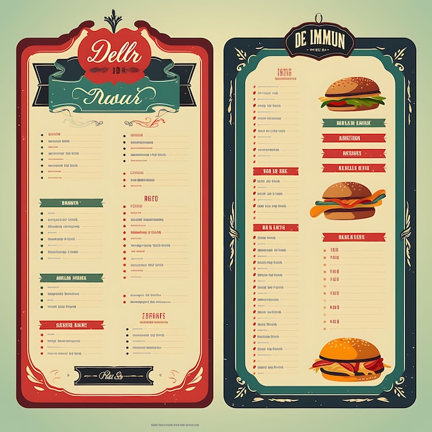 Um conjunto de layout de menu design 2D com moldura de estilo vintage vetor embalagem criativa de etiqueta de cor plana