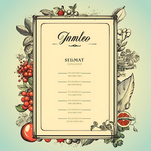 Um conjunto de layout de menu design 2D com moldura de estilo vintage vetor embalagem criativa de etiqueta de cor plana