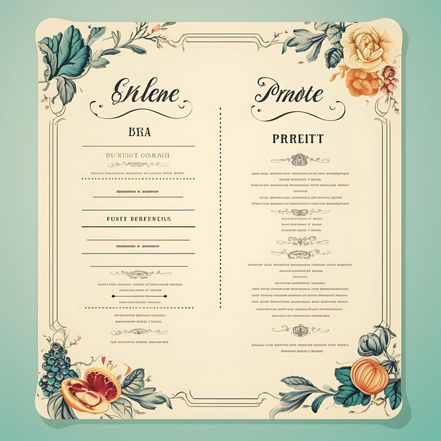 Um conjunto de layout de menu design 2D com moldura de estilo vintage vetor embalagem criativa de etiqueta de cor plana