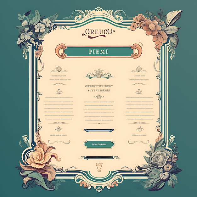 Foto um conjunto de layout de menu design 2d com moldura de estilo vintage vetor embalagem criativa de etiqueta de cor plana