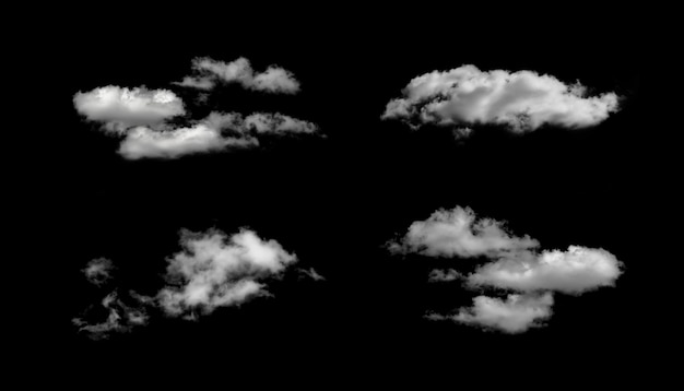 Um conjunto de nuvens em um fundo preto A textura das nuvens