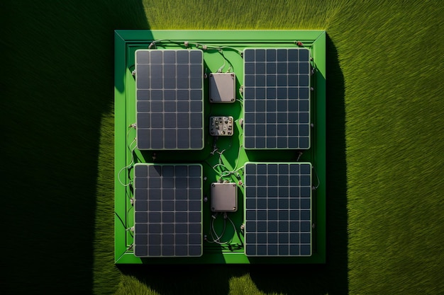 Um conjunto de painéis solares d renderização