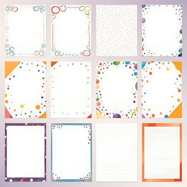 Um conjunto de papel 2D textura design diferença tamanho e cores exclusivo criativo simples layout mínimo