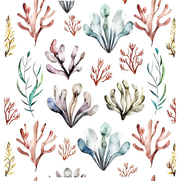 Um conjunto de plantas em aquarela