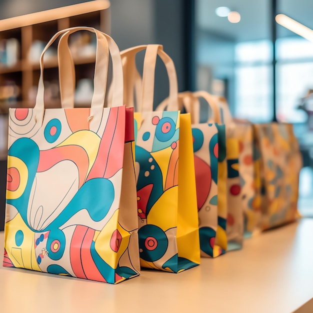 Foto um conjunto de sacos de compras coloridos com alças sacos de compras de papel fechados dias de compras