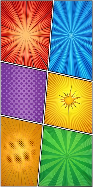 um conjunto de seis fundos de explosão de cores diferentes