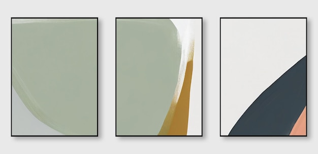 Um conjunto de três ilustrações de arte abstrata Pinceladas douradas de arte abstrata criativa moderna