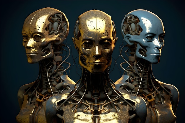 Um conjunto de três robôs com partes diferentes e a palavra robô na frente.