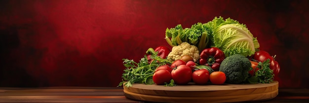 Foto um conjunto de vegetais suculentos deitados na mesa uma foto comercial com um lugar para texto um banner