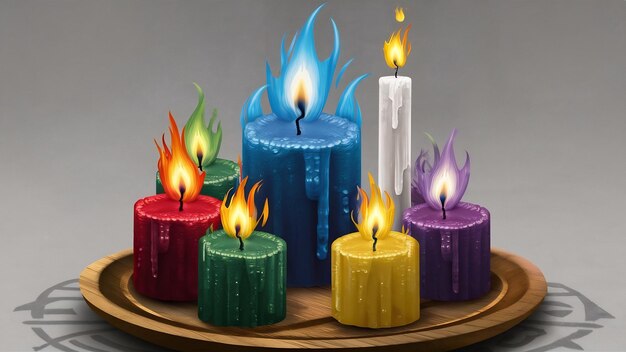 Um conjunto de velas flamejantes