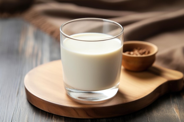 Um copo cheio de leite de soja uma alternativa láctea
