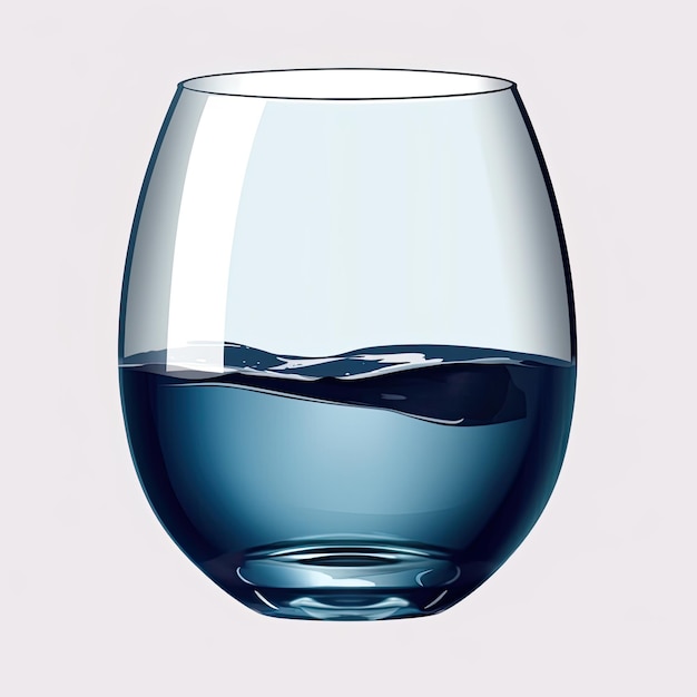 Um copo de água azul com fundo branco.