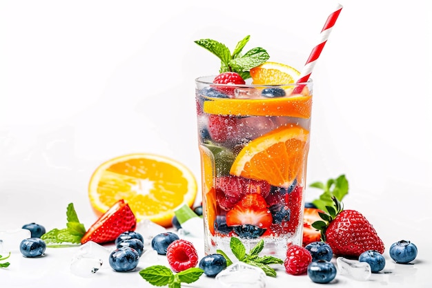 um copo de bebida de frutas