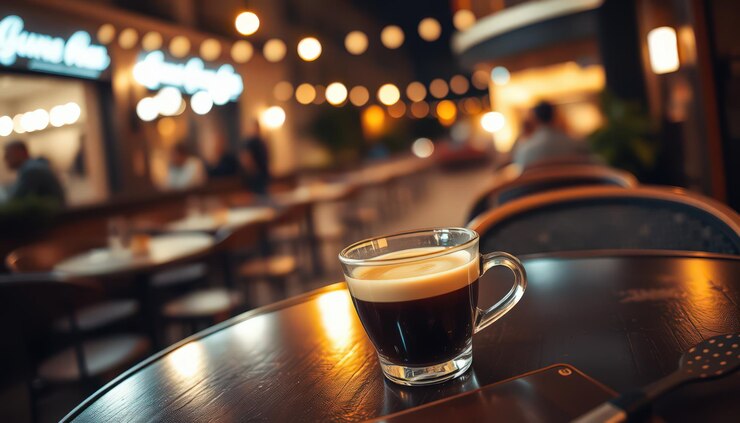 Foto um copo de café no bar