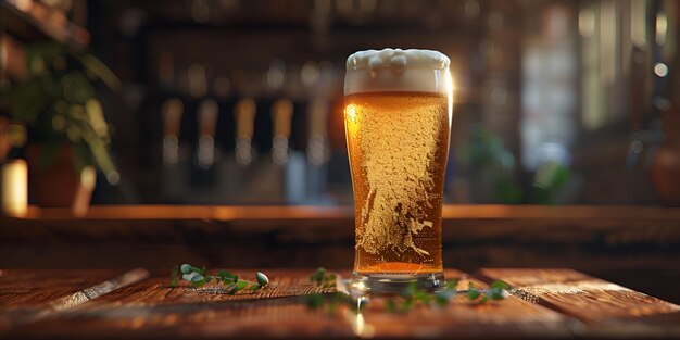 Foto um copo de cerveja com um bastão de cerveja nele