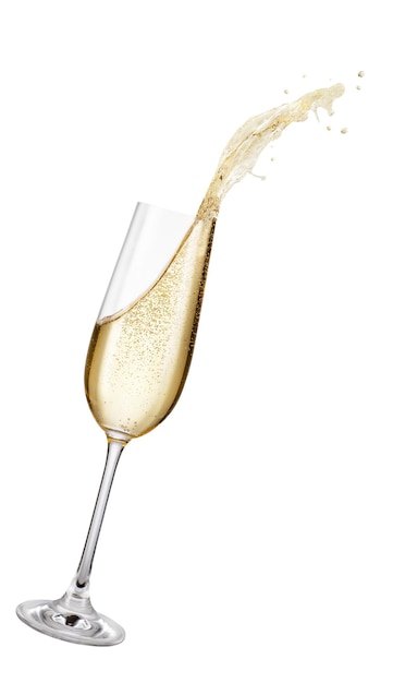 Foto um copo de champanhe com salpico.