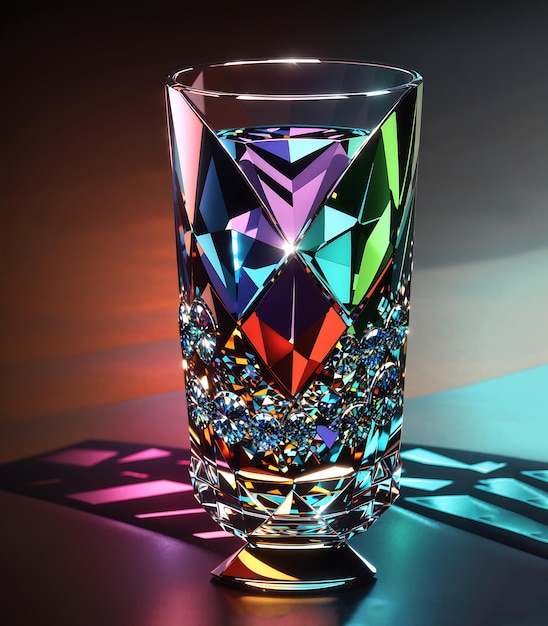 Um copo de design de diamante coleção de luxo cor vibrante fundo Ai gerado