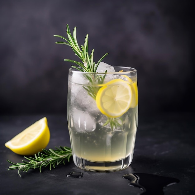 Um copo de limonada refrescante na mesa preta IA generativa