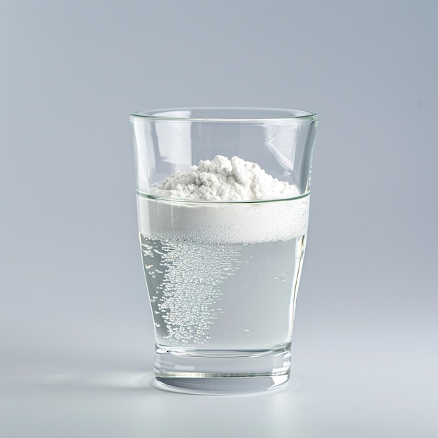 Um copo de sal é preenchido com água e um copo d'água