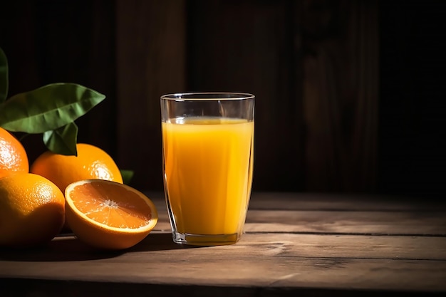 Um copo de suco de laranja ao lado de um copo de suco de laranja.