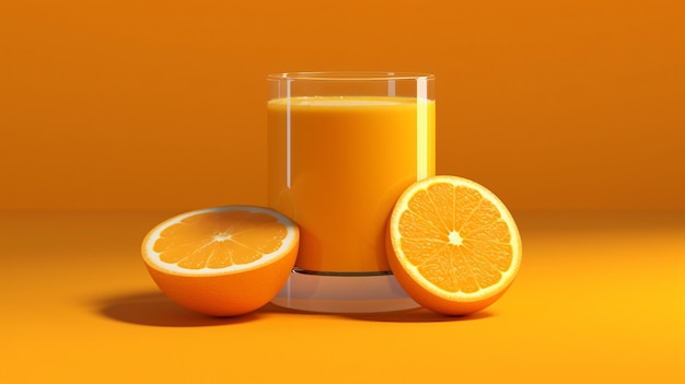 um copo de suco de laranja com uma rodela de laranja