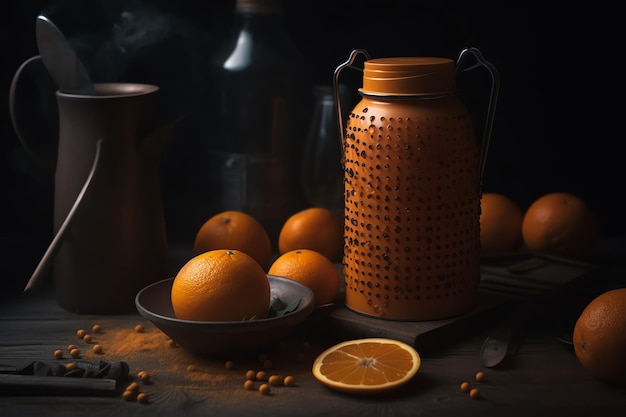 Um copo de suco de laranja
