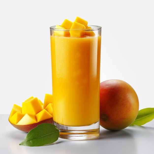 Um copo de sumo de laranja ao lado de um copo de suco de laranje.