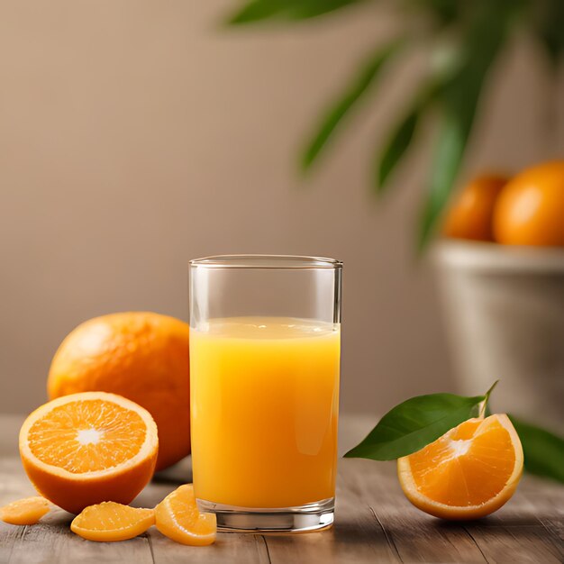 Foto um copo de sumo de laranja ao lado de um copo de suco de laranjeira